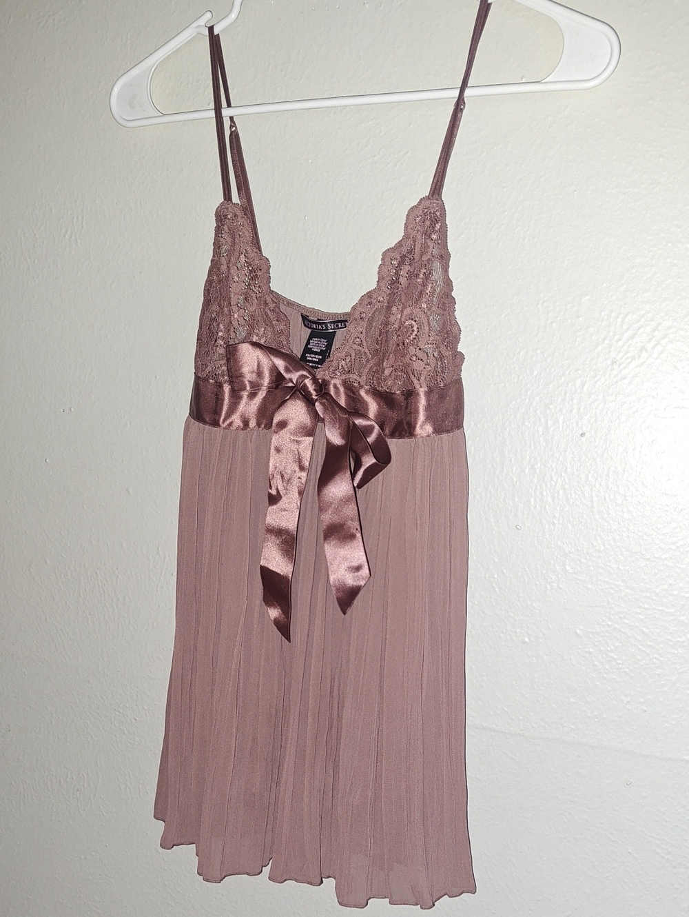 Victoria's Secret Dusty Rose Lace & Satin Chemise Sz XS